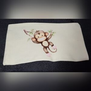 Cute Monkey Canvas Pouch - Cream